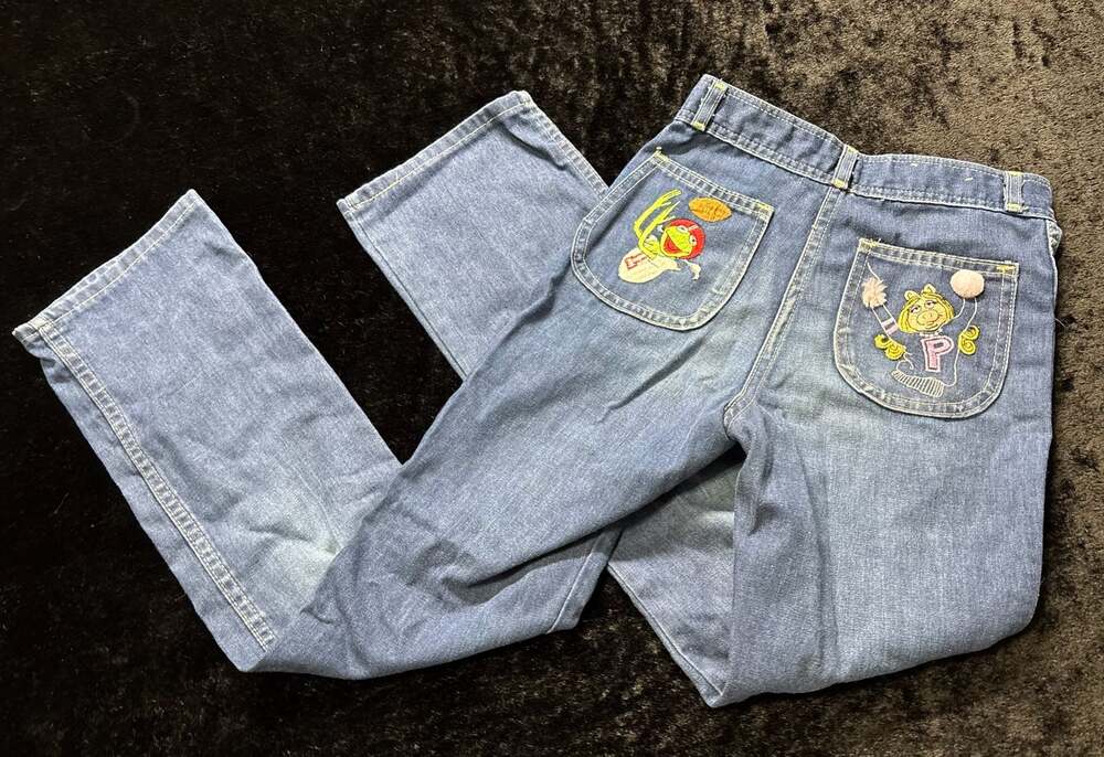 Girl Size 10 True Vintage 80s Henson Muppets Kermit Ms. Piggy Sports Rare Jeans